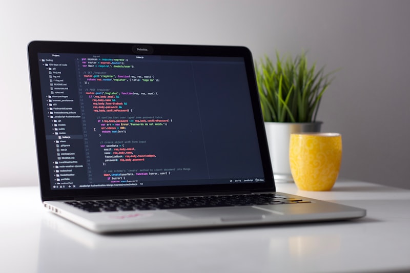 MacBook showing terminal with code