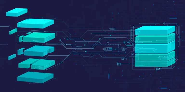 Abstract illustration of an Android app package breaking open into layered code